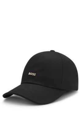 Metal-logo cap in cotton twill, Black