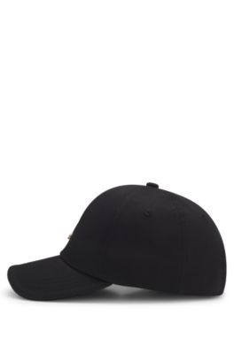 Gorra de sarga de algod&oacute;n con logo met&aacute;lico, Negro