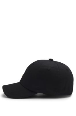 Gorra de sarga de algod&oacute;n con logo met&aacute;lico, Negro