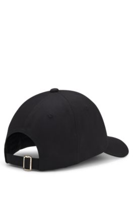 Gorra de sarga de algod&oacute;n con logo met&aacute;lico, Negro