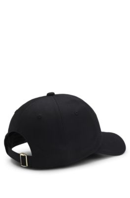 Gorra de sarga de algod&oacute;n con logo met&aacute;lico, Negro