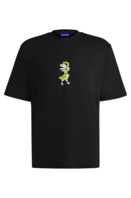 Tシャツ・カットソー Hugo Boss SS25 (50506193 10255848430) HUGO - Cotton-jersey T-shirt with animal graphic - Black