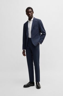 Slim-fit shirt in structured performance-stretch jersey, White