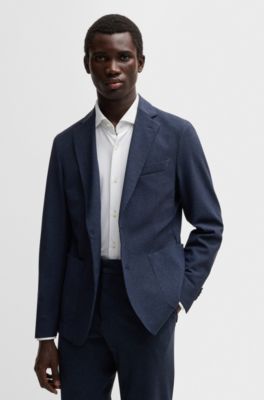 Slim-fit shirt in structured performance-stretch jersey, White