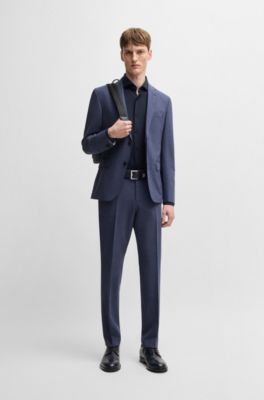 Chemise Slim en jersey stretch performant et structur&eacute;, Bleu fonc&eacute;