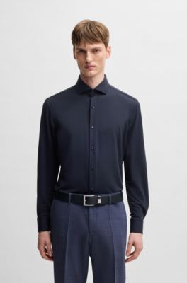 Slim-fit shirt structured performance-stretch jersey