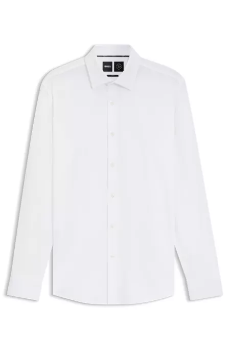 Slim-fit shirt in Italian-made performance-stretch jersey