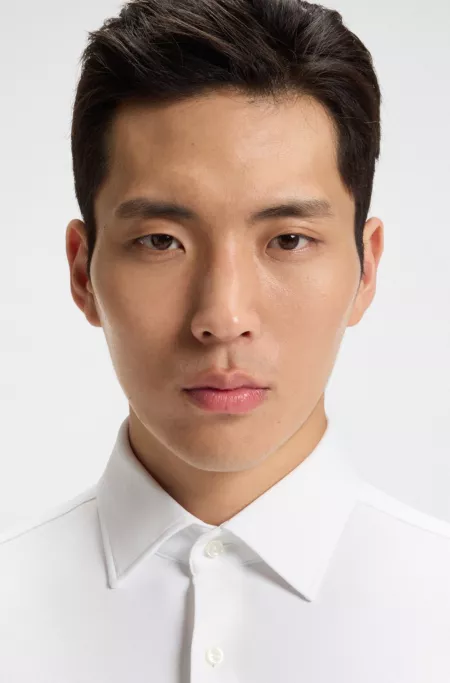 Slim-fit shirt in Italian-made performance-stretch jersey