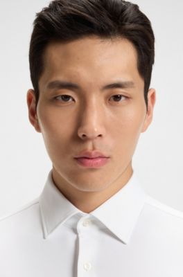 Slim-fit shirt in Italian-made performance-stretch jersey, White