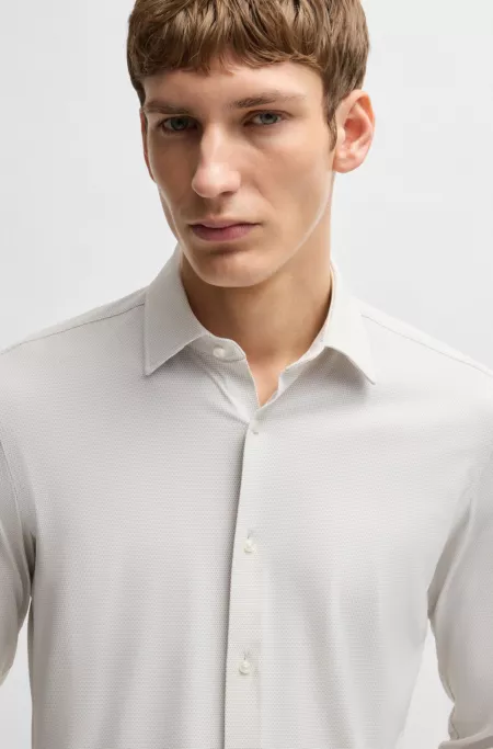 Slim-fit shirt in Italian-made performance-stretch jersey
