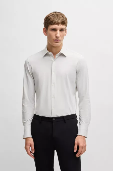 Slim-fit shirt in Italian-made performance-stretch jersey