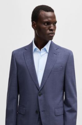 Camisa slim fit en punto t&eacute;cnico el&aacute;stico con microestructura, Celeste