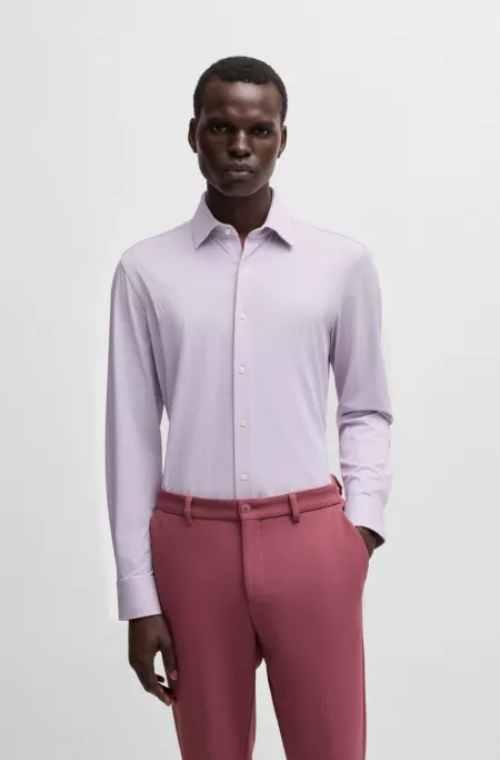 Slim-fit shirt in Italian-made performance-stretch jersey