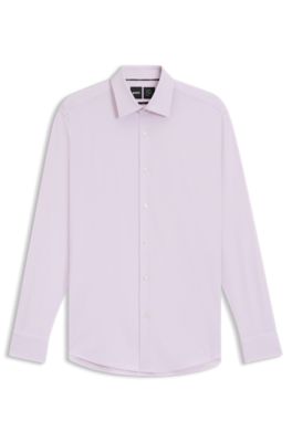 Camisa slim fit en punto t&eacute;cnico el&aacute;stico con microestructura, Rosa claro