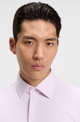 Slim-fit shirt in Italian-made performance-stretch jersey, light pink
