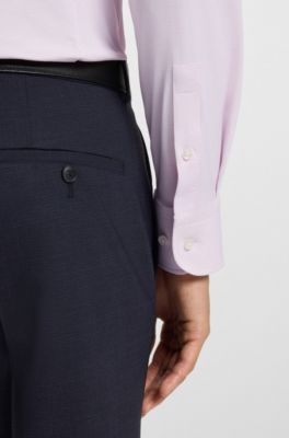 Camisa slim fit en punto t&eacute;cnico el&aacute;stico con microestructura, Rosa claro