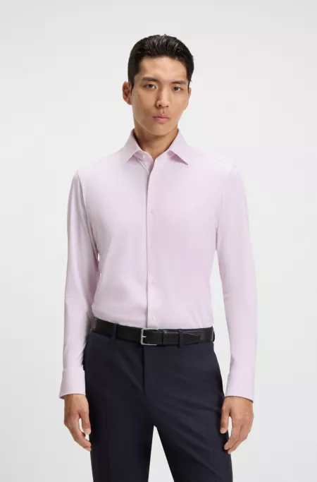 Slim-fit shirt in Italian-made performance-stretch jersey