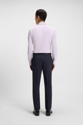 Camisa slim fit en punto t&eacute;cnico el&aacute;stico con microestructura, Rosa claro