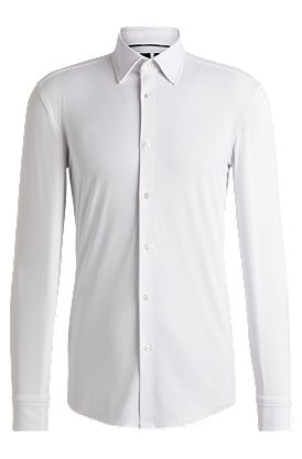 Slim-fit shirt in textured performance-stretch jersey