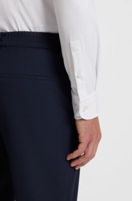 Camisa slim fit de punto el&aacute;stico t&eacute;cnico con textura, Blanco