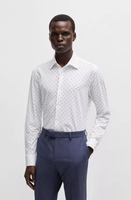 Slim-fit shirt in printed performance-stretch material