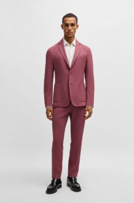 Camisa slim fit en material t&eacute;cnico el&aacute;stico estampado, Pink