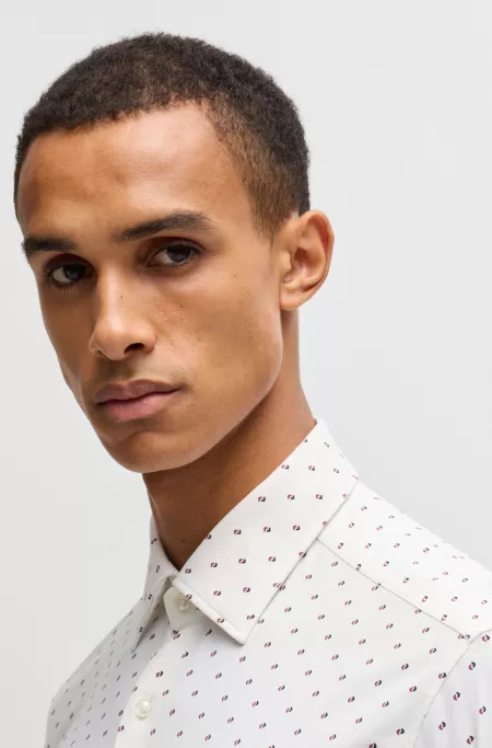 Slim-fit shirt in printed performance-stretch material