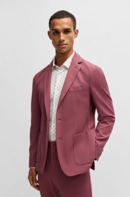 Camisa slim fit en material t&eacute;cnico el&aacute;stico estampado, Pink