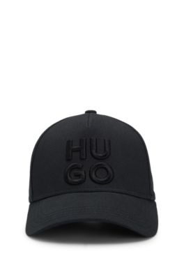 Gorra de sarga de algod&oacute;n con logo apilado bordado, Negro