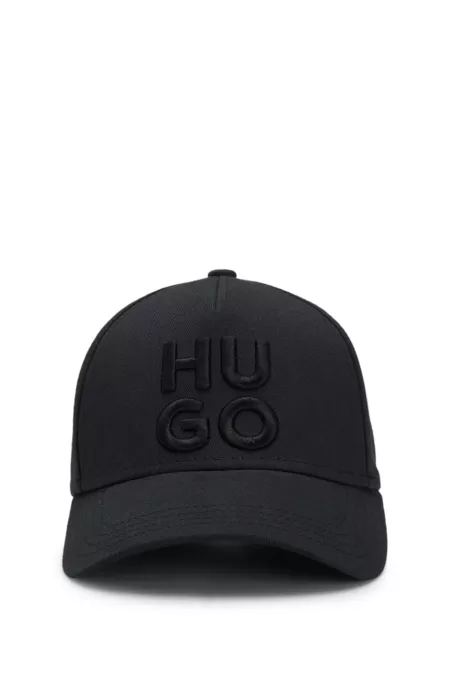 Cotton-twill cap with embroidered stacked logo