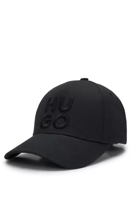 Cotton-twill cap with embroidered stacked logo