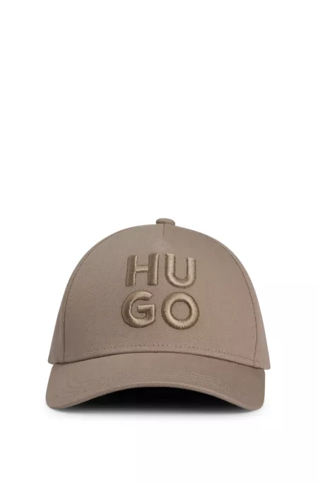 Cotton-twill cap with embroidered stacked logo