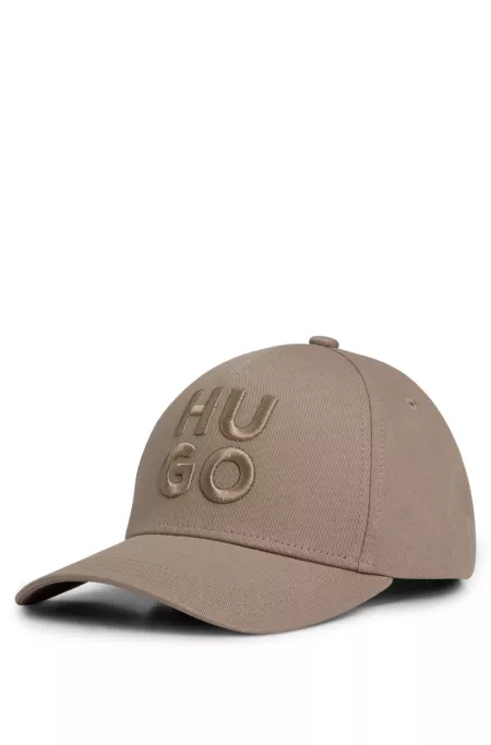 Cotton-twill cap with embroidered stacked logo
