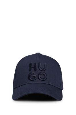 Cotton-twill cap with embroidered stacked logo, Dark Blue
