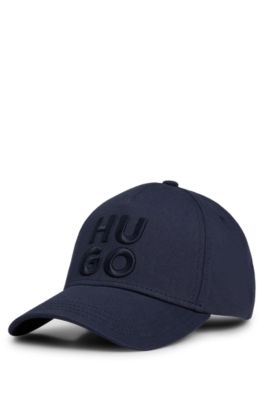 Gorra de sarga de algod&oacute;n con logo apilado bordado, Azul oscuro