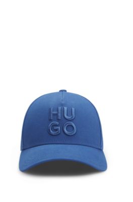 Gorra de sarga de algod&oacute;n con logo apilado bordado, Azul