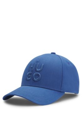 Gorra de sarga de algod&oacute;n con logo apilado bordado, Azul