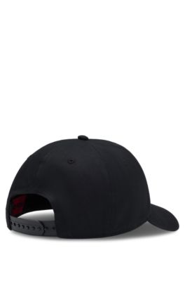 Embroidered-logo cap in cotton twill, Black