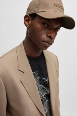 Embroidered-logo cap in cotton twill, Brown