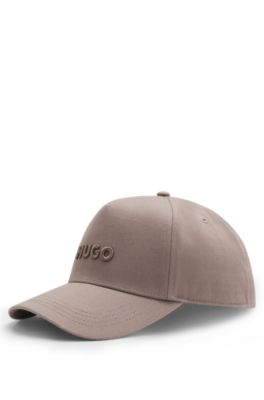 Embroidered-logo cap in cotton twill, Light Brown