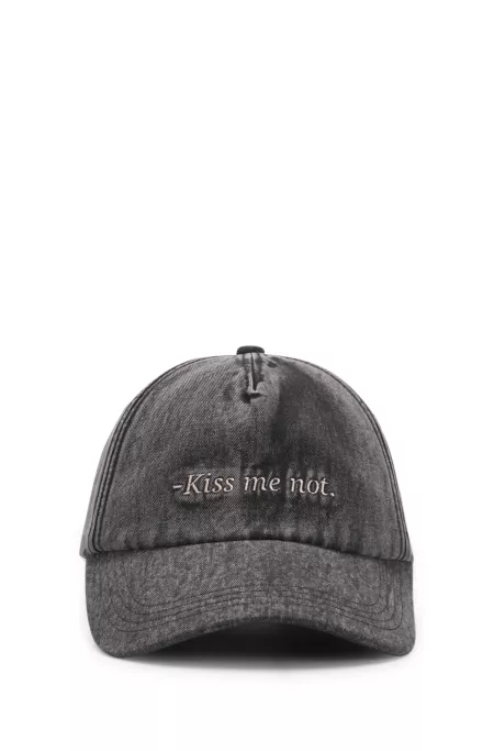 Cotton-twill cap with embroidered slogan