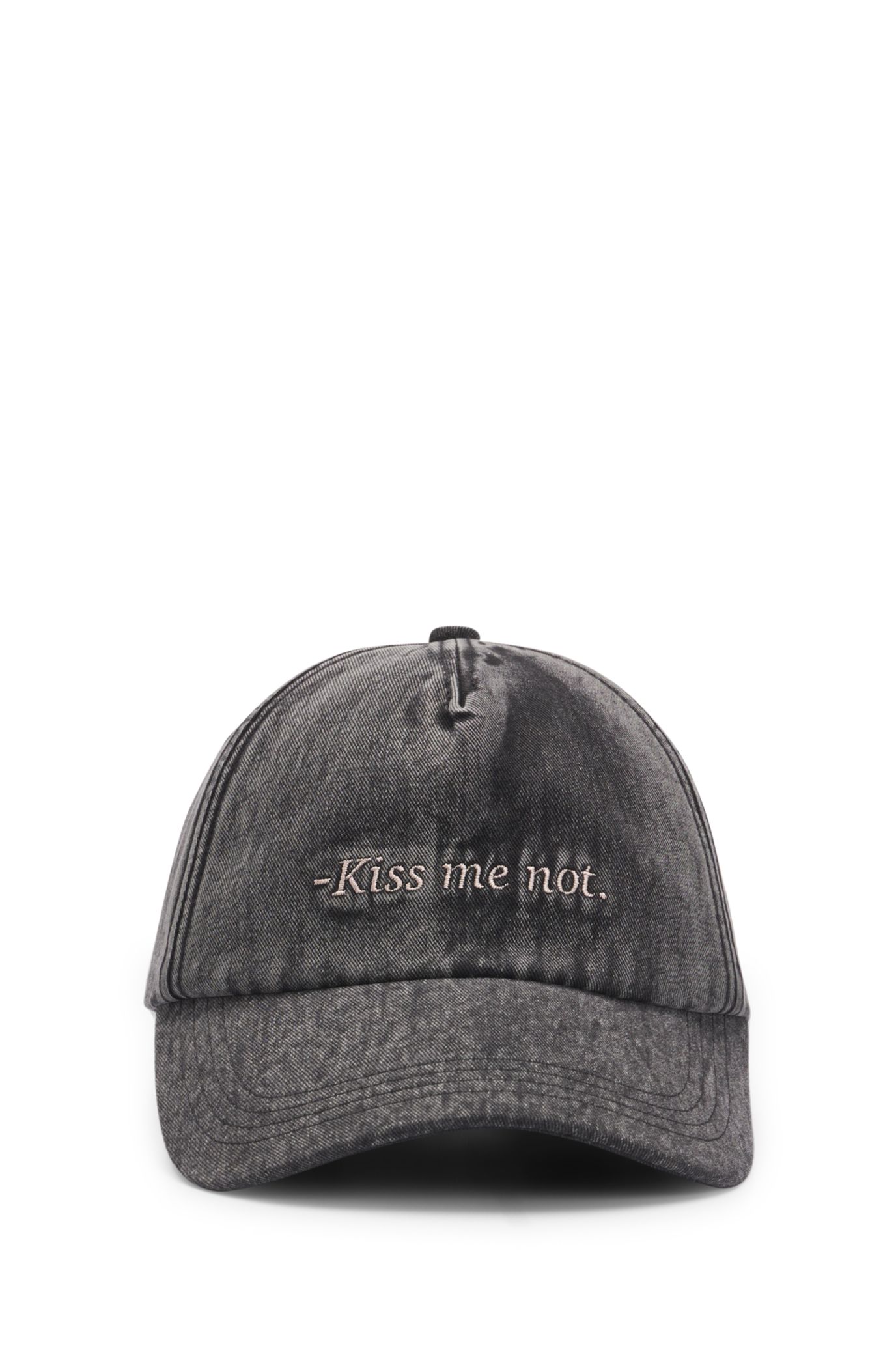 HUGO - Cotton-twill cap with embroidered slogan - Black