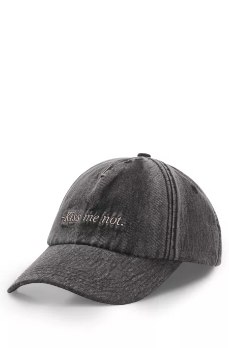 Cotton-twill cap with embroidered slogan