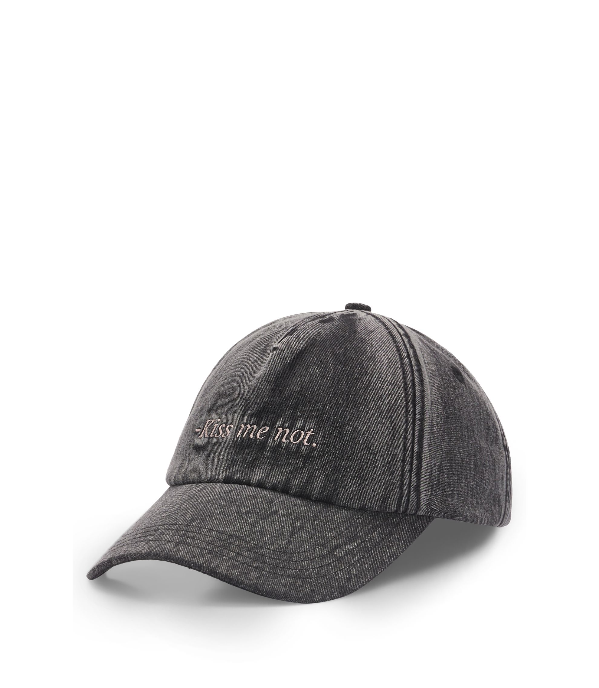 ★【 】★Washed Cotton Twill Embroidered Hat★ HUGO - Cotton-twill cap with embroidered slogan - Black
