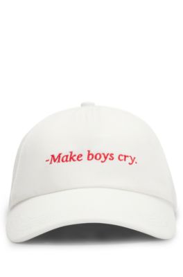Casquette en twill de coton &agrave; message brod&eacute;, Blanc