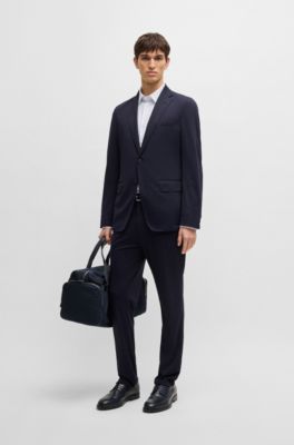 Camisa slim fit de punto el&aacute;stico t&eacute;cnico con estampado geom&eacute;trico, Celeste