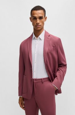 Camisa slim fit de punto el&aacute;stico t&eacute;cnico con estampado geom&eacute;trico, Rosa oscuro