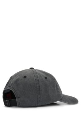 Gorra de sarga de algod&oacute;n de seis paneles con logo bordado, Gris