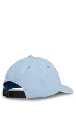 Gorra de sarga de algod&oacute;n de seis paneles con logo bordado, Celeste