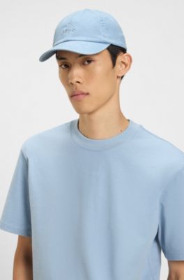 Gorra de sarga de algod&oacute;n de seis paneles con logo bordado, Celeste